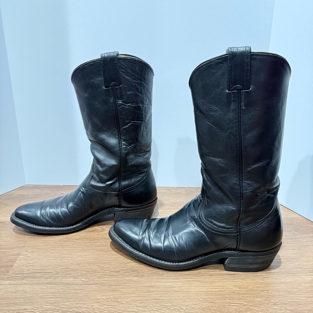 Nocona Black Leather Western cowboy Boots size 9 1/2 - Picture 5 of 13